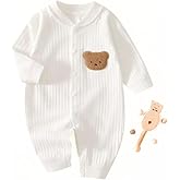 KaKa Co. Baby Long Sleeve Bodysuit Rompers, 100% Cotton, Soft & Hypoallergenic One-Piece Outfit for Infants 0-12 Months