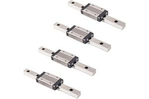 Coavoo MGN12 Linear Rail 150mm 5.91" 4PCS MGN12 Miniature Linear Motion Slide Rail + 4PCS MGN12H 12mm Linear Sliding Bearing Carriage Block Black for 3D Printer and CNC Machine