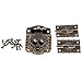 dophee 1Pc Decorative Embossing Box Hasp Latch Lock and 2Pcs Small Hinges with Mounting Screws for Jewelry Box Small Wooden Case Toy Box Chest Doll House Hardware Set