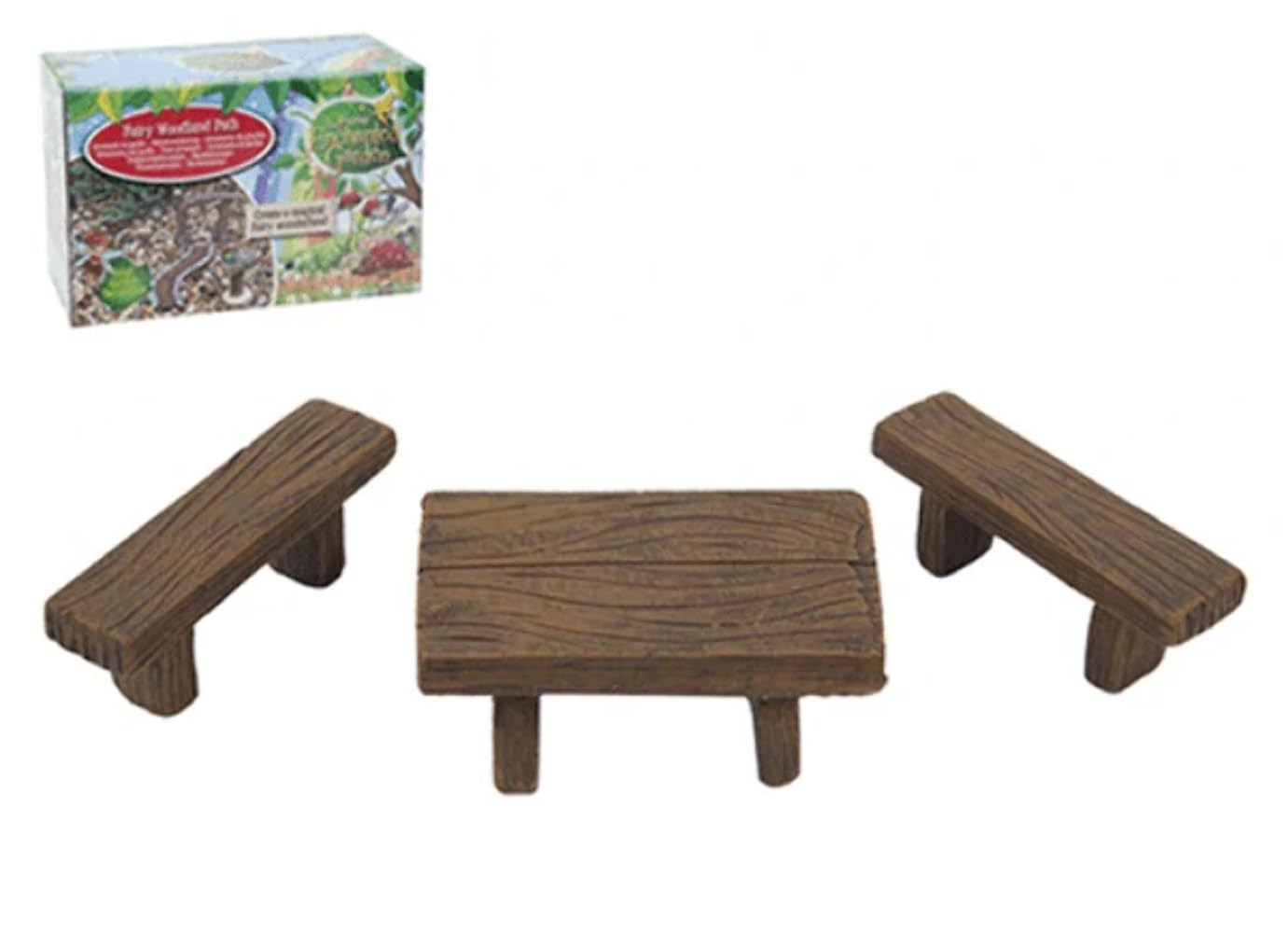 Enchanting Brown Secret Fairy Garden Bench & Table Set - 12 cm x 7 cm x 10cm (Set of 3) - Unique & Durable Quality - Perfect for Indoor & Outdoor Decor