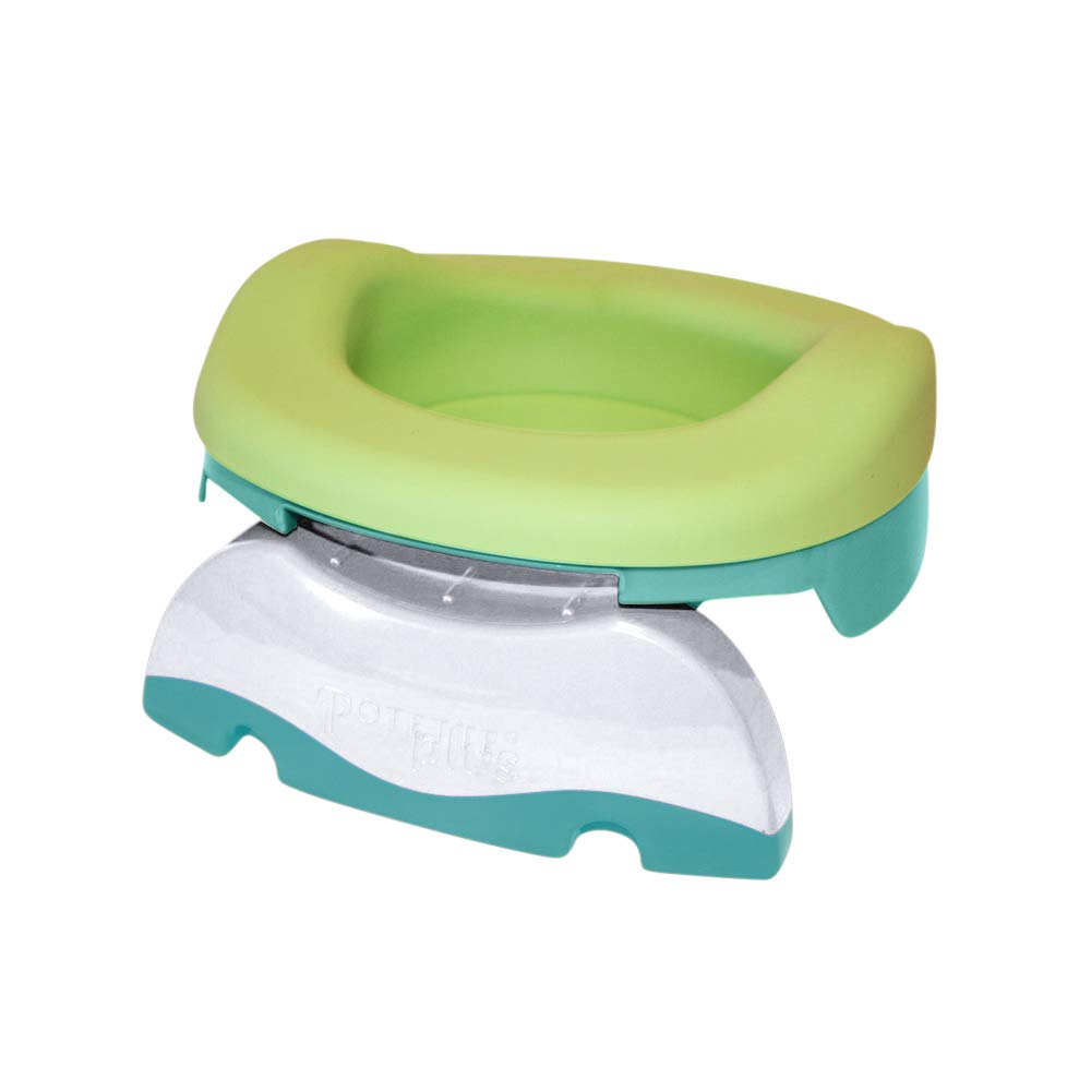 Multifunctional Potty Pack: Travel Pot, Toilet Reducer, Home Potty Thanks to The Soft Refill and 10 Disposable Refills (Light Green). Potette Plus