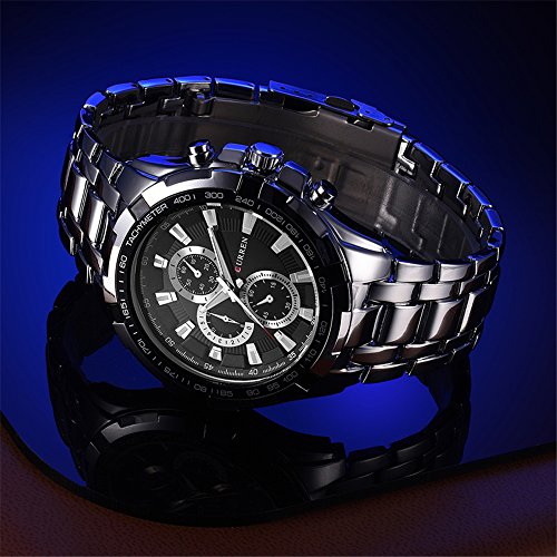 Curren - Reloj analógico de Cuarzo para Hombre, Correa de Acero Inoxidable Impermeable - Imagen 7