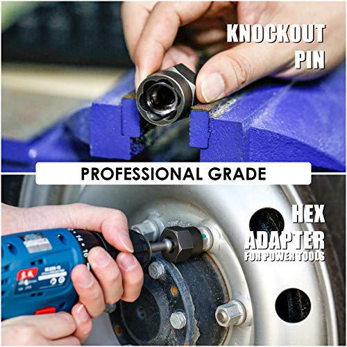 Topec 18Piece Stripped Nut Remover, 3/8” Drive Impact Extractor Set, Damaged Bolt Nut Remover