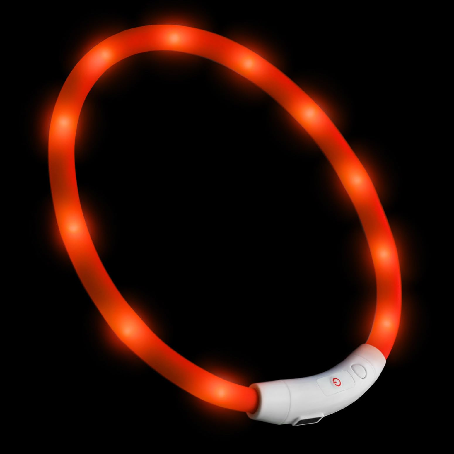 LED USB collar silicone dog collar luminous collar for dogs rechargeable via USB (size S-L 18-65 cm individually adjustable) in orange by the brand PRECORN — image 1