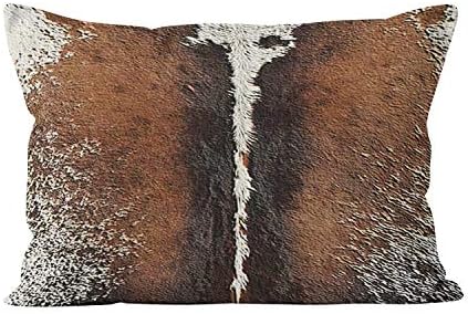 Suklly 05 Faux Leather Cowhide Brindle Brown Pelt Beauty Hidden Zipper Home Decorative Rectangle Throw Pillow Cover Cushion Case 12x20 Inch Boudoir One Side Design Printed Pillowcase
