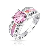Christmas Gifts Pink Synthetic Opal Inlay October Birthstone Sterling Silver Ring