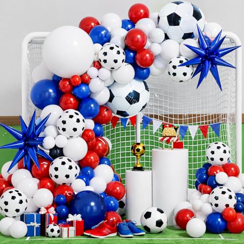Red Blue White & Football Balloons