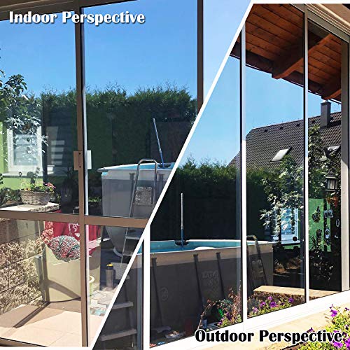 Zindoo Vinyl for Windows Mirror Effect Glass Unidirectional Privacy Protector Anti 99% UV Insulation Film Suitable for Home, Office Silver 40 x 200 cm | One Way Privacy Protector Anti 99% UV Insulation Film Suitable for Home, Office