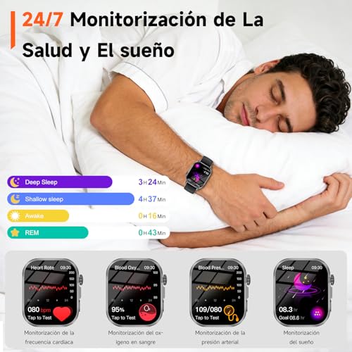 Smart Watch ECG Blood Pressure 24H Heart Rate Monitor Sleep, Man Woman | Health Watch HD Screen 2.0", Body Composition/HRV/SpO2/Body Temperature/BMI/30s Mini Check-up/LED/Fatigue/Emotions