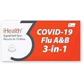 iHealth FluA/B + Covid-19 Test Combo, At-Home 3-in-1 Rapid Test, 1 Test | FDA Authorized OTC Covid Flu Test Combo, Results in 15 Minutes, Non-invasive Nasal Swab, Easy to Use &amp; No Discomfort