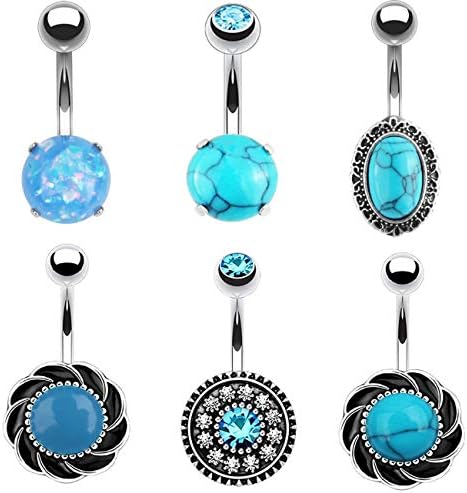 TOPBRIGHT 1-10PCS 14G Surgical Steel Dangle Navel Belly Button Ring Bar Curved Barbell Body Piercing Jewelry for Women Crystal CZ Ball Screw Navel Bars