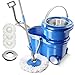 MASTERTOP Mop Bucket with Wringer Set - Floor Mop, Spin Mop with 2 Wheel Easy Move, Stainless Steel Longe Mop Handle, 5 Microfiber Replacement Head Refills, 1 Floor Brush Mop Head