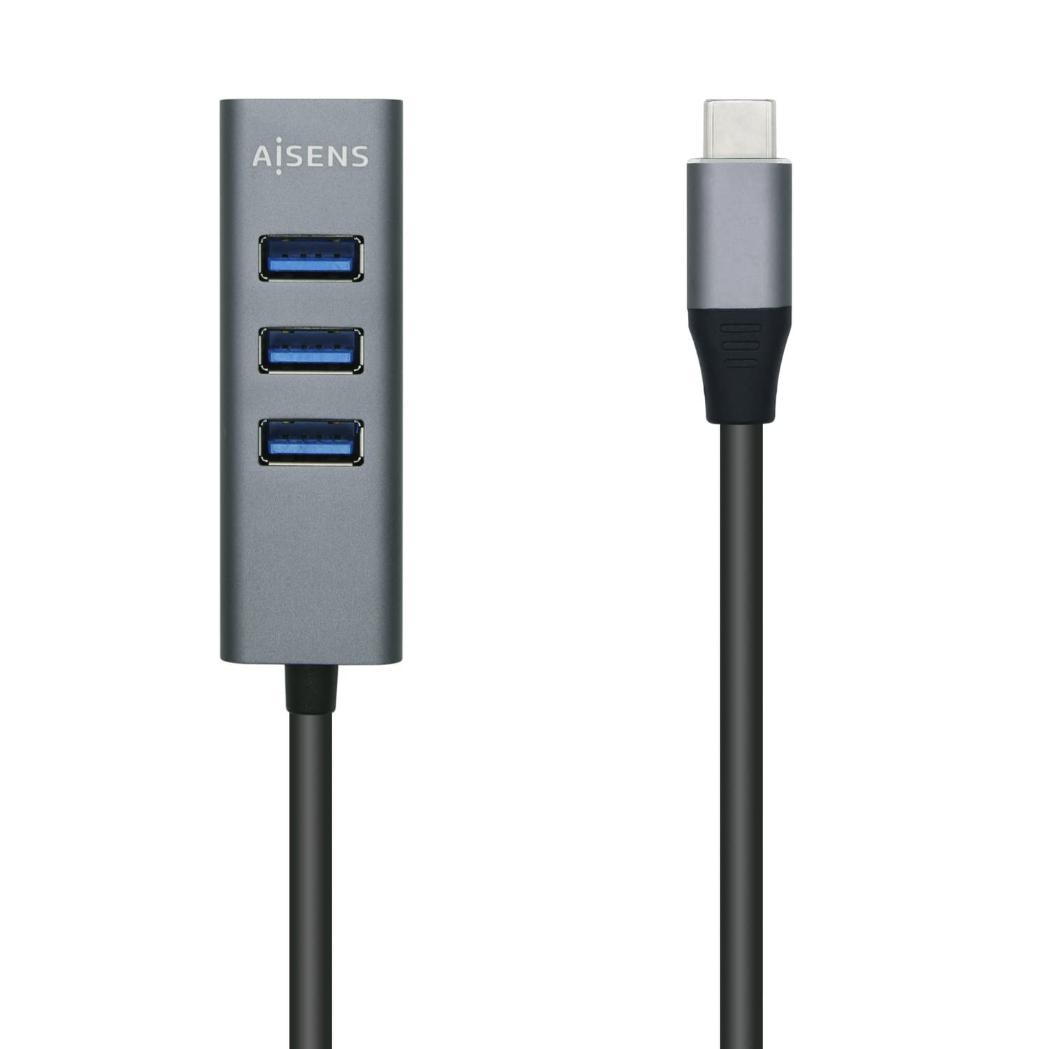 AISENS A109-0508 USB 3.1 USB-C HUB, USB-C/M-4xType A/H, Grey, 6"