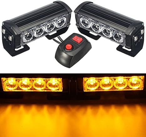 HEHEMM Luces Estroboscopicas, 8 Leds Luz de Emergencia Luces de Advertencia 12V Led Barra de Luz Universal para Camioneta Camper Caravana Vehículo (Ámbar)