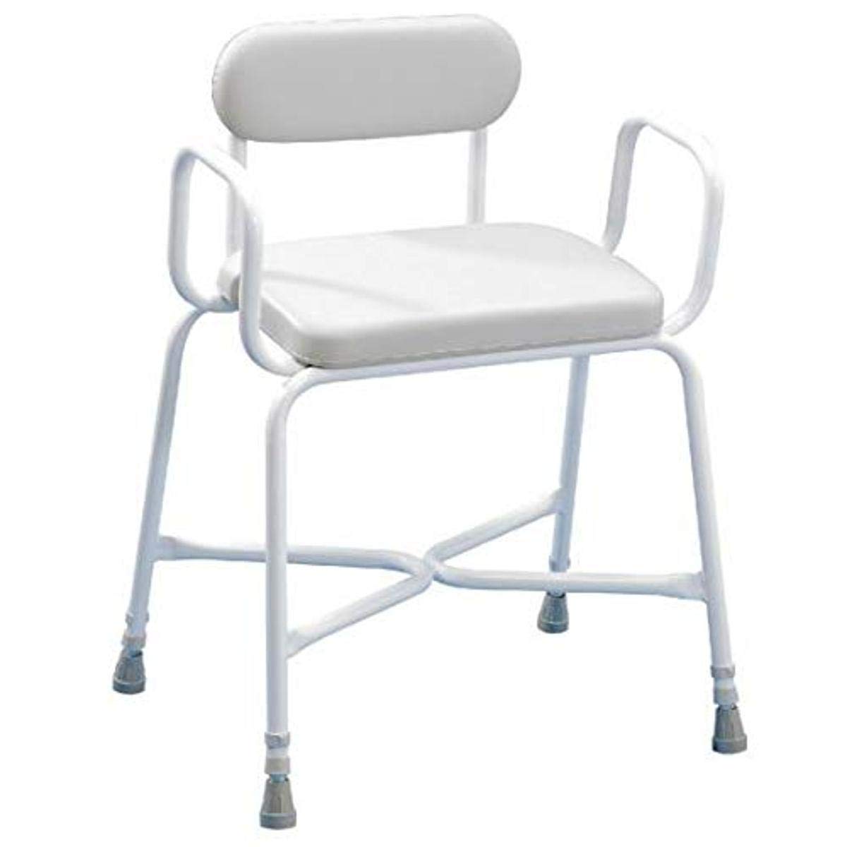 Photo 1 of Homecraft Sherwood Plus Perching Stool with Padded Seat & Back, Bariatric Stool, Angled Shower Seat, Bath Chair for Elderly, Handicapped, & Disabled users, Bathroom Accessory for Comfort & Stability