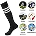 Calbom Soccer Team Socks Stripe Back to School Gift, Unisex Cosplay Knee High Athletic Stretch Rugby Sports Hosiery Socks 2 Pack Black