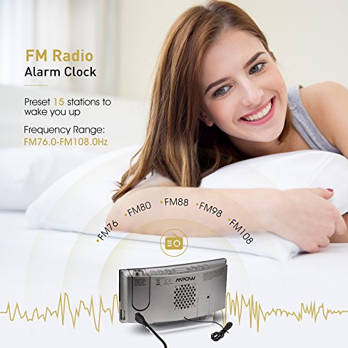 Mpow Projection Clock, FM Radio Alarm Clock, CurvedScreen Digital Alarm Clock, 5'' LED Display