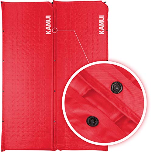 KAMUI Self Inflating Sleeping Pad - 2 Inch Thick Camping Pad Connectable with Multiple Mats for Tent and Family Camping (Red)
