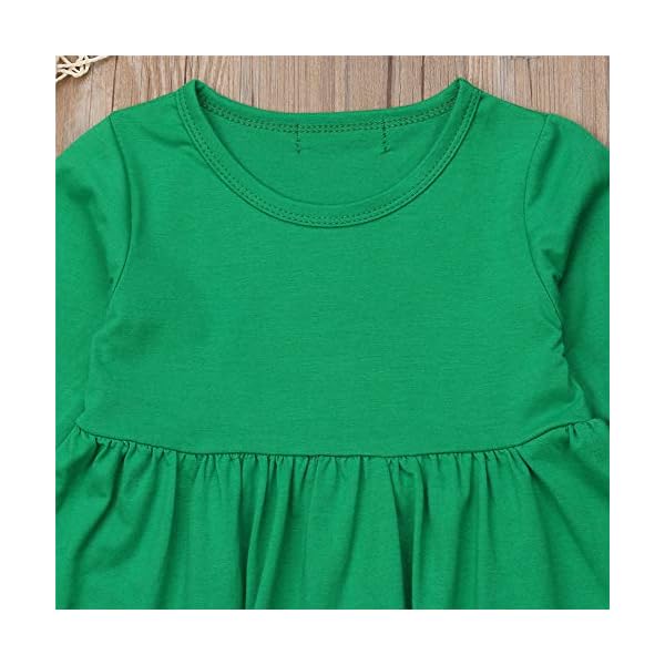 Toddler Little Girl Christmas Outfit Ruffle Tunic Long Sleeve Tops Dress+Striped Leggings Pants Boutique Clothing Set… - Image 5