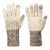 Winter Warm Knit Gloves for Women, Wool Touchscreen Texting Thick Gloves for Beanies Matching by REDESS