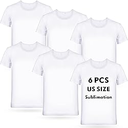Handepo 6 Pcs Men Sublimation Blank T Shirt White