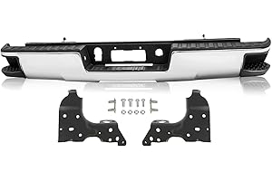 TUSDAR Rear Bumper Replacement For 2014-2018 Chevy Silverado GMC Sierra 1500 Pickup Fleetside Back Bumper Assembly w/o Sensor Hole w/o Dual Exhaust Chrome