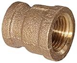 Anderson Metals 38119 Red Brass Pipe Fitting, Reducing Coupling, 1/2