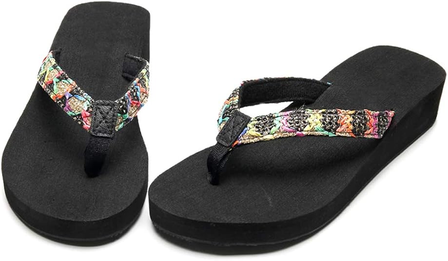 Ruiting Women’s Lightweight Flip Flops with Flat Toe Sandals Black Size