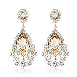 Lianjie Rhinestone Crystal Drop Earrings for Women Girls Teardrop Dangle Fashion Silver/Gold Plated Earrings Party Wedding Bride Prom Gift for Her
