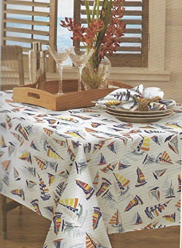 Tommy Bahama Sailboat Water Repellent Indoor Outdoor Tablecloth 60" x 102"