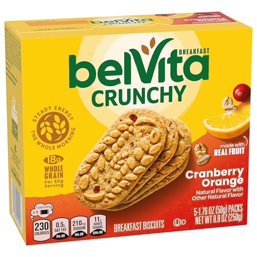 BELVITA CRANBERRY ORANGE BREAKFAST BISCUITS,(5 BISCUITS PER PACK)(PACK OF 5)