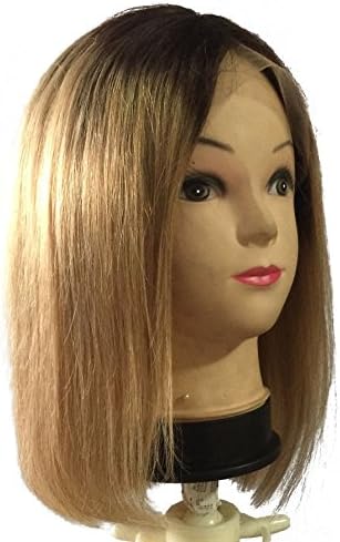 Ombre #1B/27 Honey Blonde Short Hair Bob Lace Front Wig Brazilian Human Hair Front Lace Wig Straight Ombre Golden Blonde 360 Full Lace Wig 150% Density (14 inches, 360 wig)