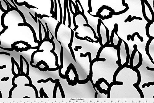 Spoonflower Black Rabbit Fabric Fabric - Black Rabbits Painted Bunnies Painted Rabbits Rabbit Painting Black Bunnies Rabbits - by Jenlats Printed on Sport Lycra Fabric by The Yard
