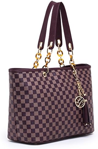 High Quality Lola Benson Starr Brown Damier/Beige Damier/Signature Logo Monogram Tote Bag Handbag Shoulder Bag Shopper - High Quality - with FREE MATCHING PURSE
