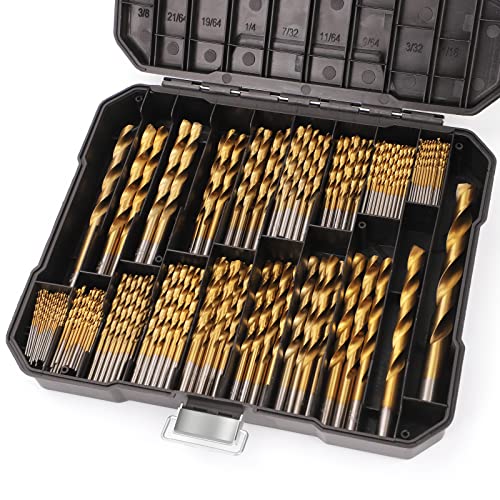 COMOWARE 230 Pcs Drill Bit Set for Wood & Metal Titanium Wood Drill