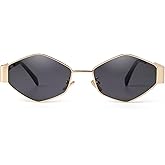 SDINM Trendy Hexagon Sunglasses for Women Retro Gold Metal Geometric Frame Sun Glasses Shades