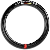 Q1-TECH , Embroidery Steering Wheel Cover Pole Position Accent Sport Carbon Fiber Look Style for Car Truck SUV Universal 15 Inch Fitment , Synthetic Leather Grips Compatible with Mugen Power JDML8QA
