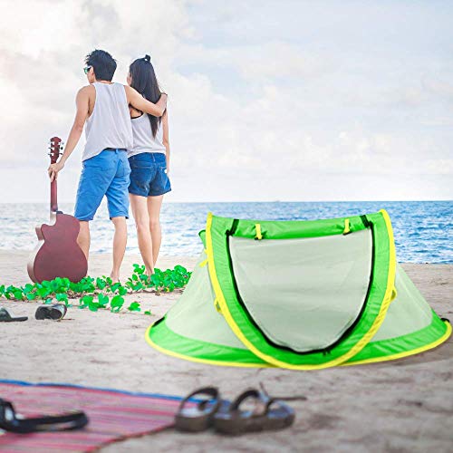 Wayfinder TravelTot, Baby Travel Tent Portable Baby Travel Bed Indoor & Outdoor Travel Crib Baby Beach Tent UPF 50+ UV Protection w/Mosquito Net and 2 Pegs (Green/Yellow)