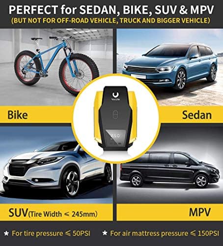 VacLife Air Compressor Tire Inflator, DC 12V Portable Air Compressor for Car Tires, Auto Tire Pump with LED Light, Digital Air Pump for Car Tires, Bicycles and Other Inflatables 4 51uBTQHsj8L. AC