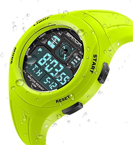 EVTCO Kids Outdoor Sport LED Digital Electrical Luminescent Waterproof Alarm Children Dress Wrist Watch Green