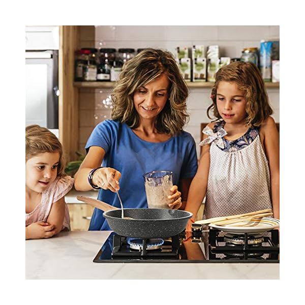 Nonstick-Frying-Pan-Skillet-20cm-Stone-Pans-Cookware-Granite-CoatingPans-Saucepans-Omelette-Skillet-Grey-8-inch ZUOFENG Non Stick Frying Pans 20cm, Non-Stick Omelette Fry Pan, Granite Frying Pan Stone Pans