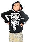 Skeleton Hoodie Children Costume Sweatshirt with Front Zip Size 4-16