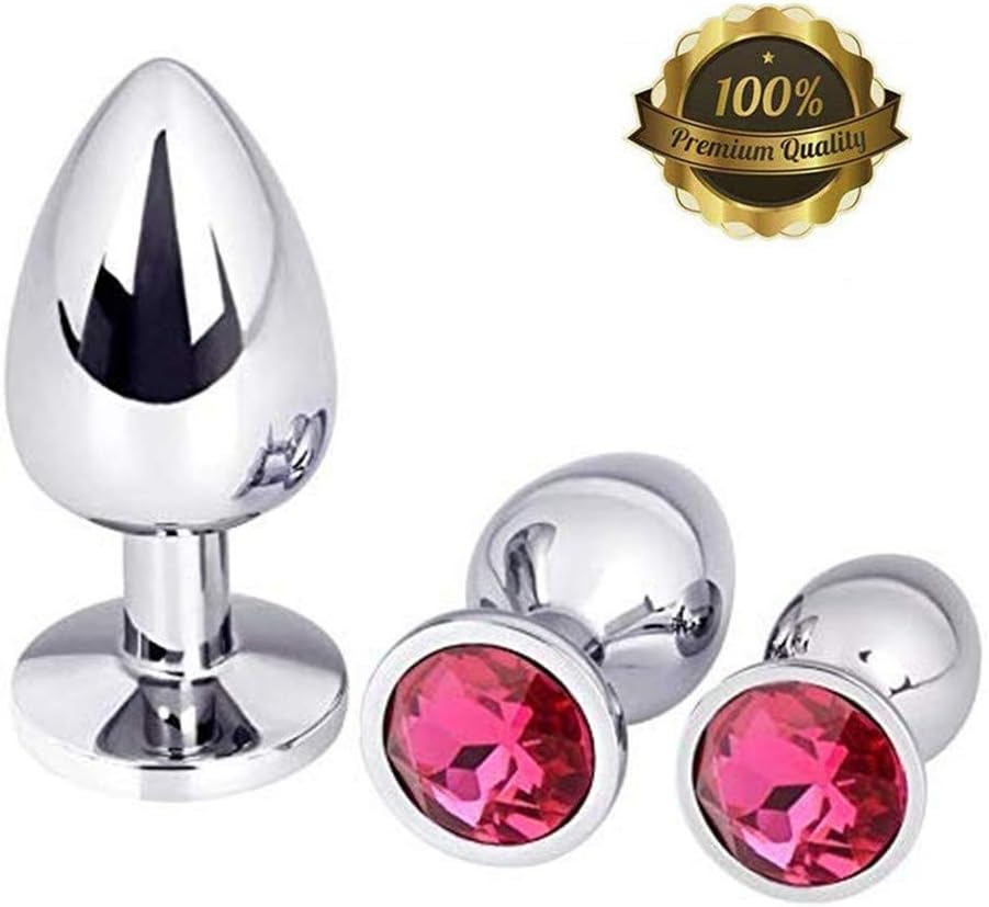 VBN Set of 3 Bu~tt P~lu~g T-bar Base/Metal Alloy Toys for Role Play Games/Jeweled Stimulator for Men and Women/3 pcs Beginners Silicon Anales Set/Best Idea for Gift/Purple Gem