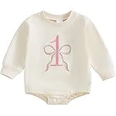 baorji Infant Baby Girl First Birthday Outfit One Bow Short Sleeve Bubble Romper Jumpsuit Onesie Cute Summer Clothes