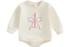 CREAIRY Baby Girl 1st Birthday Outfit My First Rodeo Western Bubble Romper Sweatshirt Long Sleeve Bodysuit Fall Clothes