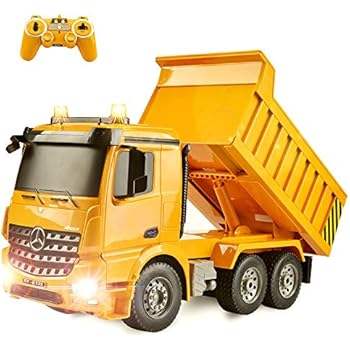 DOUBLE E Mercedes-Benz Licensed Remote Control Dump Truck RC Construction Vehicles 8 Channel Mine Engineer with Lights and Sounds