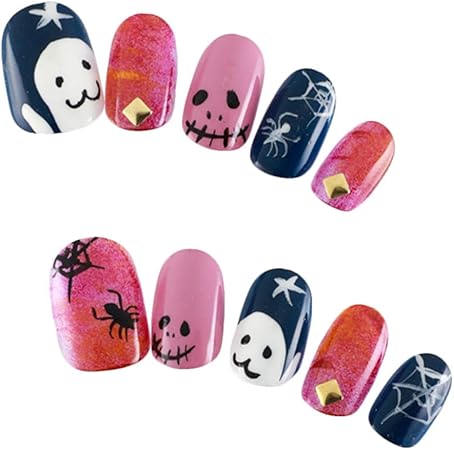 Amazon Co Jp ゆずネイル ネイルチップ ブルー系 パープル系 クロス スカル 秋 ハロウィン ポップ 個性的 E R C ビューティー