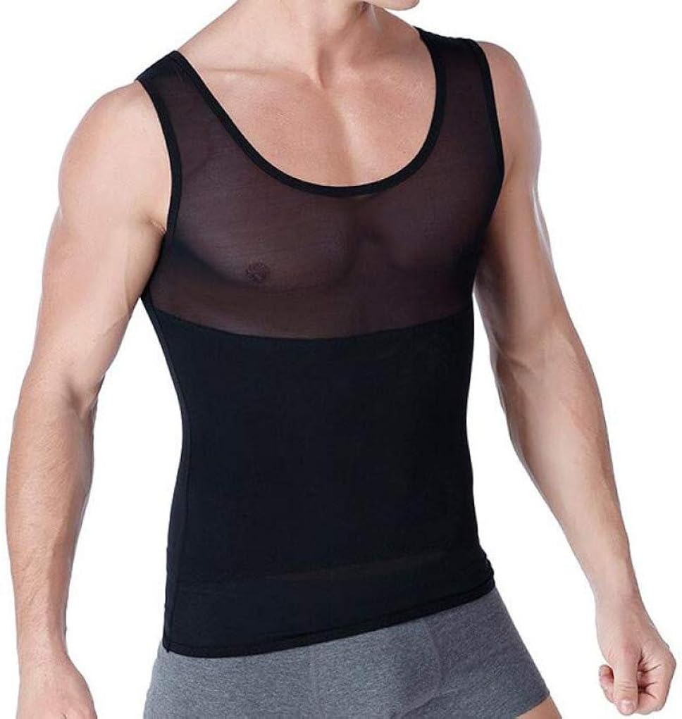 Mesh Men's Slimming Tank Tops Body Shaper Vest Compression Shirt Girdle