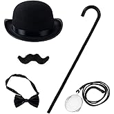 Tigerdoe Gentlemen 5 PC Victorian Costume - Monopoly Gatsby Men Accessories - Black