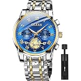 DREAMING Q&P Orologio Da Uomo Cronografo Al Quarzo – Luxury Fashion Con Cinturino In Acciaio Inox Placcato Oro, Quadrante Nero, Impermeabile 3 ATM, Regalo Elegante